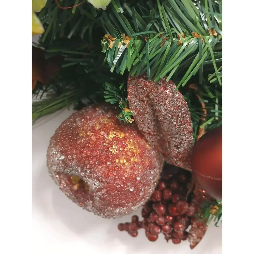 Partridge In Pear Tree Winter Door Wreath Realistic‎ Holiday Crystal Fruit Apple
